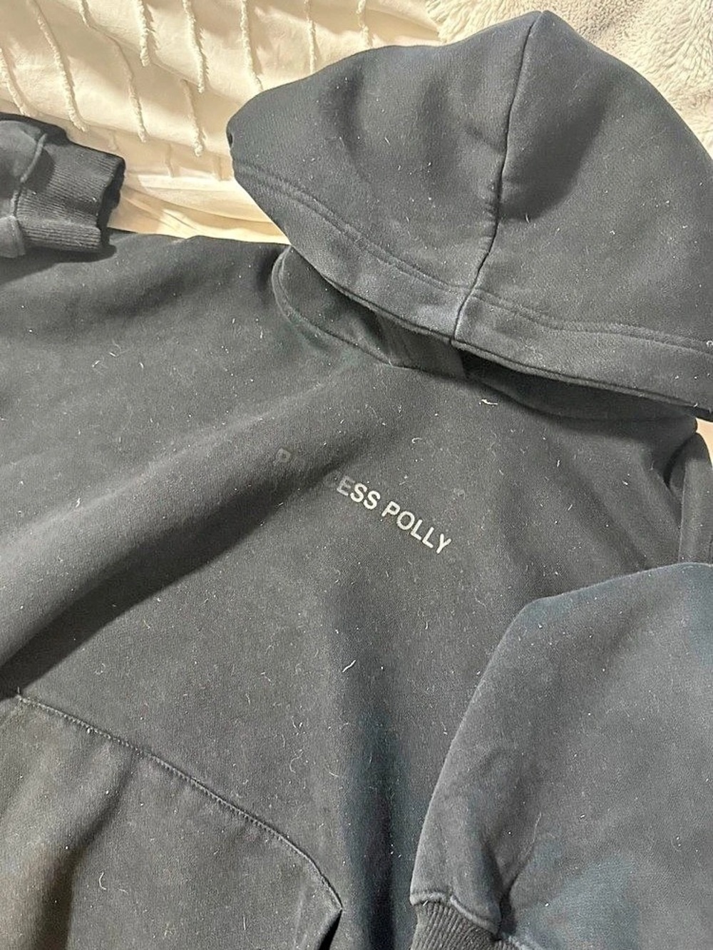 Princess Polly Brand Logo Hoodie Black Graphic Size 4